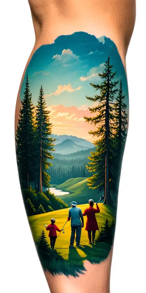 Golf And Family And Forest Landscape