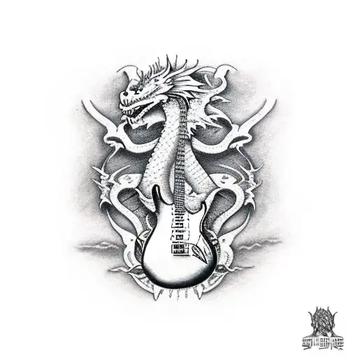 Guitar Whit A Dragon In Hell