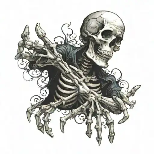 Dead Man's Hand With Skeleton Holding