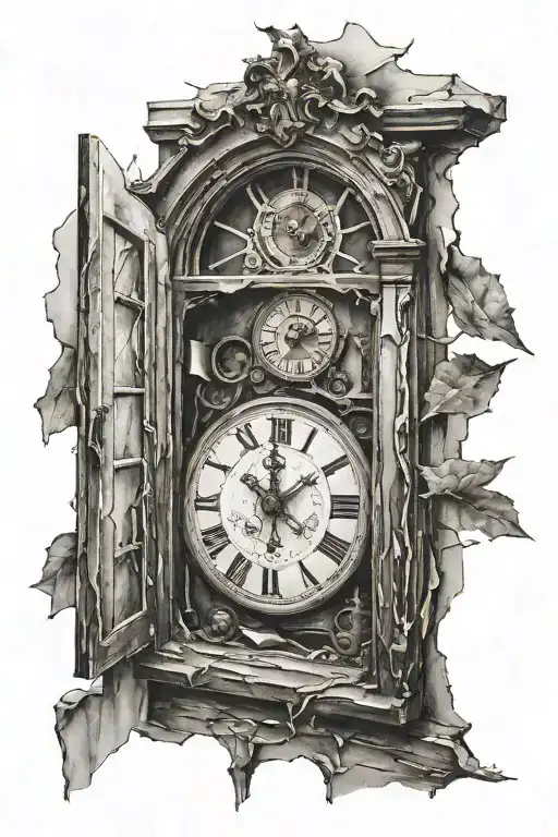 And Old Door That's Tearing With A Broken Clock