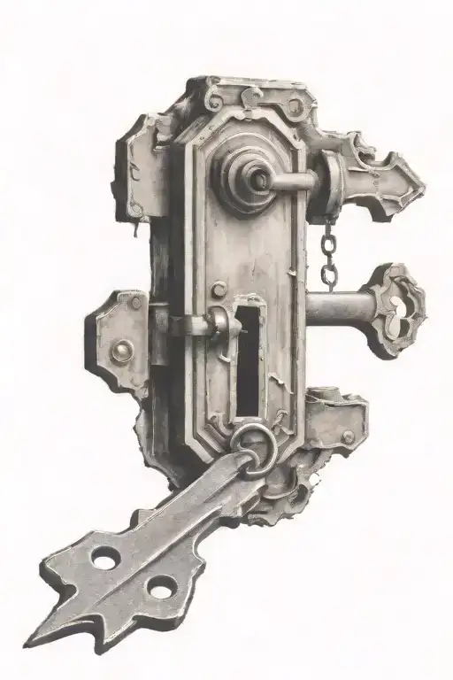 And Old Door That's Tearing With A Broken Key Unlocking