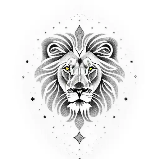 Lion With The Constellation Of Aquarius