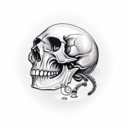 Skull That Smokes Weed And Holds A Bottle Of Alcohol