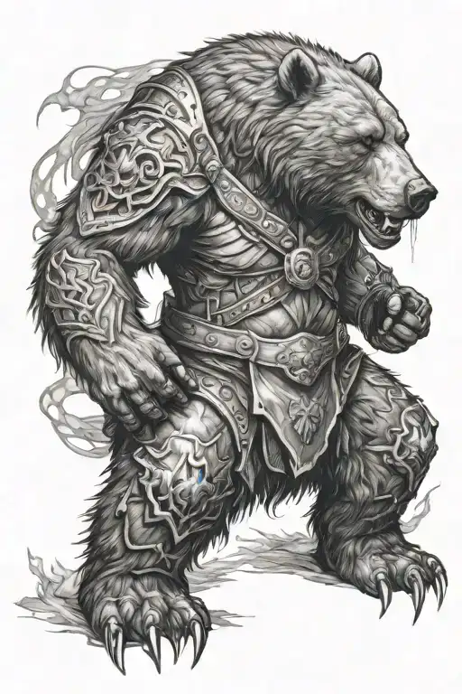 Rage Bear With Near Battling Warrior