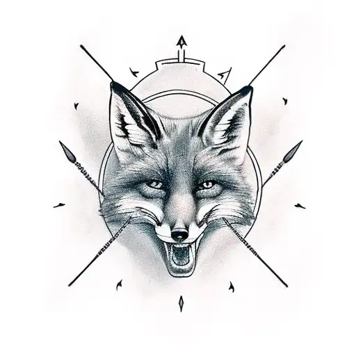 Fox Holding Three Arrows In His Teeth