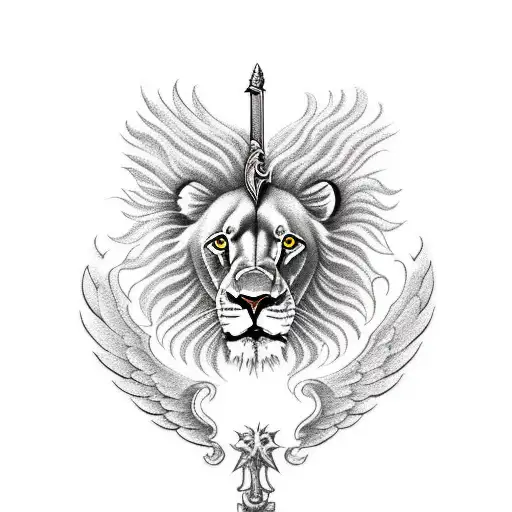Lion With Wings And Sword And Sun