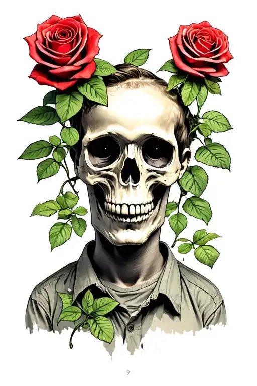 Skull Rose Depressed Boy Growing House Plants