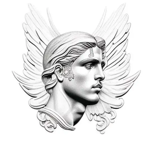 Achilles With Greek Designs And Angel