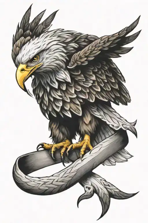 Eagle Intertwined With Awareness Ribbons