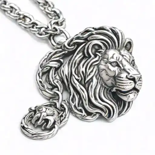 Lion With Boxing Glove Pendant On The Chain Cuban Link Chain Around The Lions Neck
