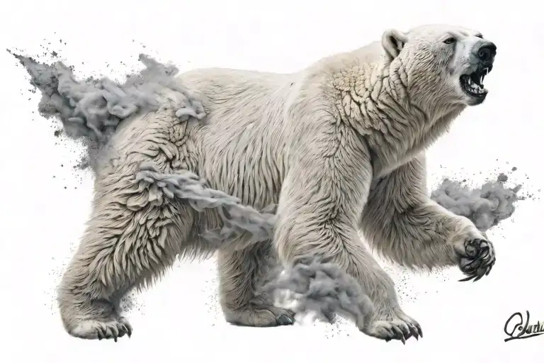 Agresive Polar Bear Made Of Dust