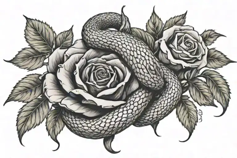 Snake Wrapping A Rose