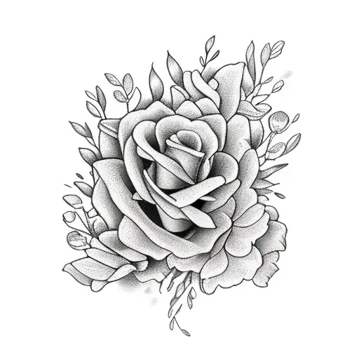 A Bouquet Of Flowers On Fire