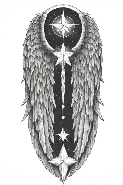 Angel Wings Wrapped Around Northern Star Passing Away