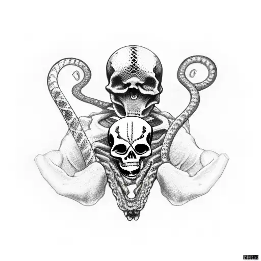 Skeleton Hand Holding A Knife With Snake