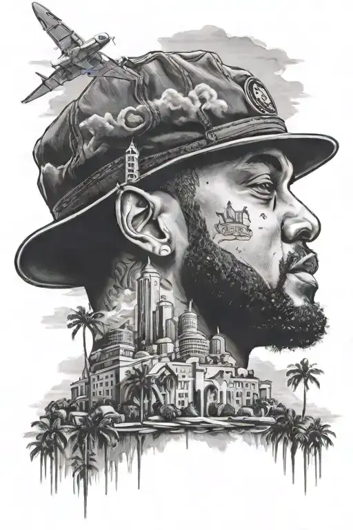 Schoolboy Q With Los Angeles In The Background Black And White