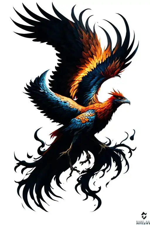 Fine Line Phoenix Rising From Ashes
