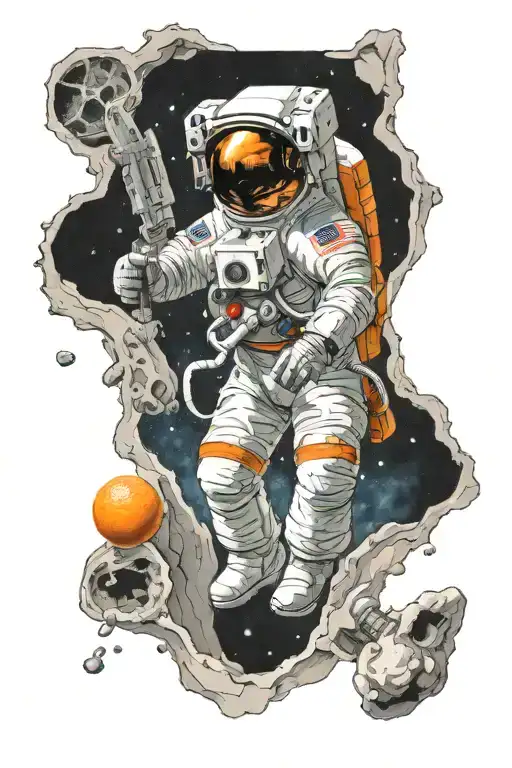 Emerging Astronaut Reaching For An Orange