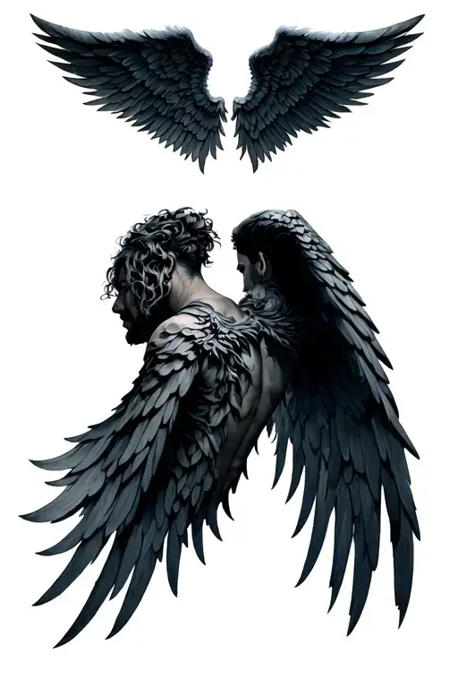 Dark Angel Wings For Men's Back Side