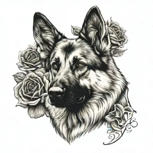 German Shepherd Day Of The Dead Roses