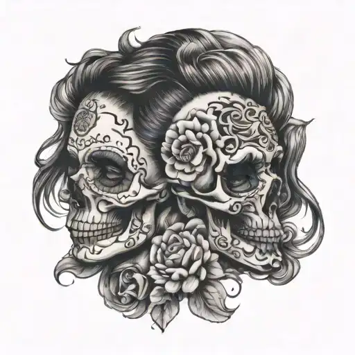 Lady Half Skull Face