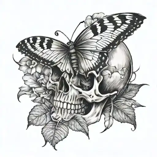 Skull Whit A Butterfly