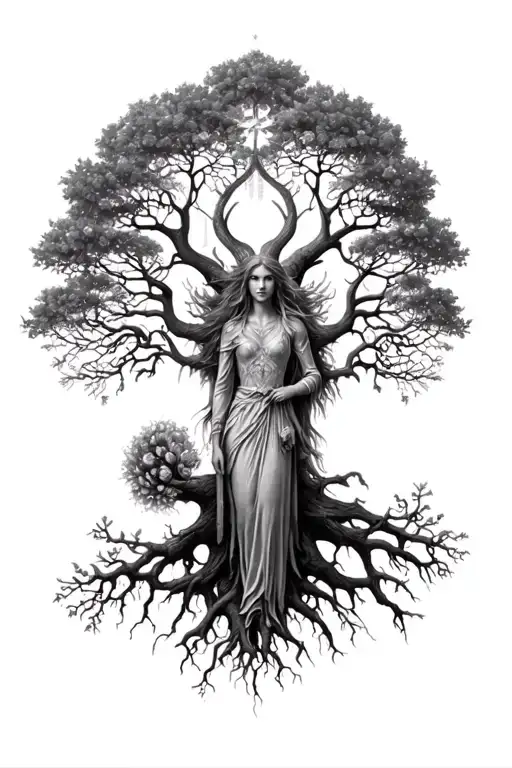 Freya Norse Goddes Growing Together Ygg Drasil Tree