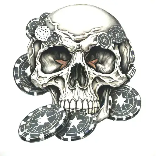 Skull And Poker Chip
