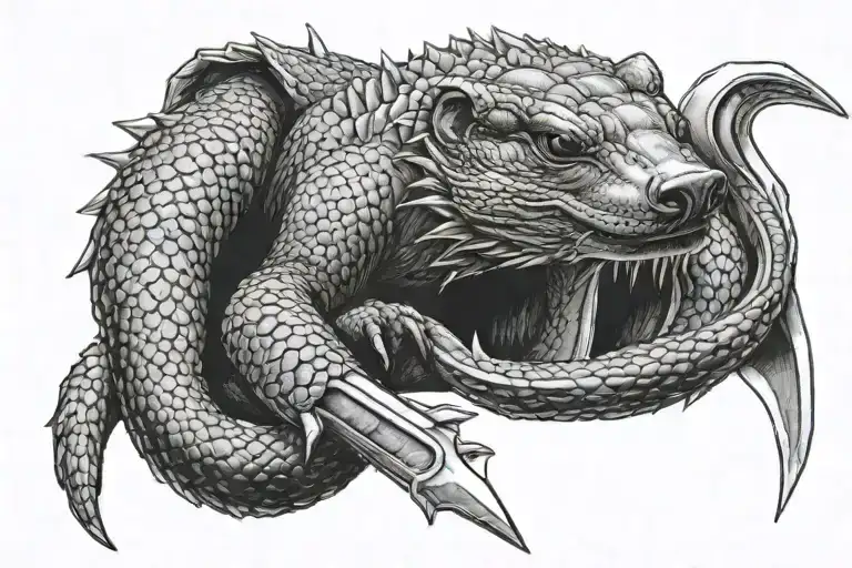 Honey Badger Snake And Swords