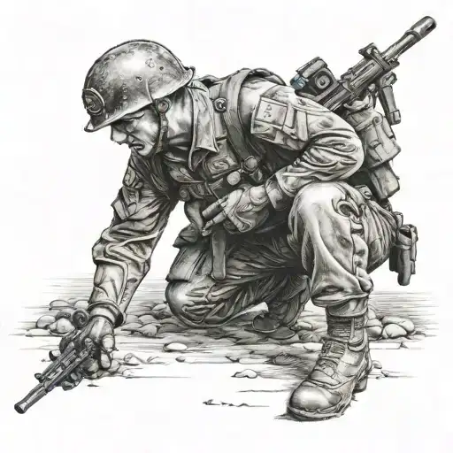 German Soldier Kneeling