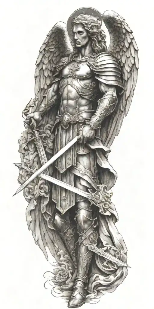 Archangel Michael Hodling A Sword