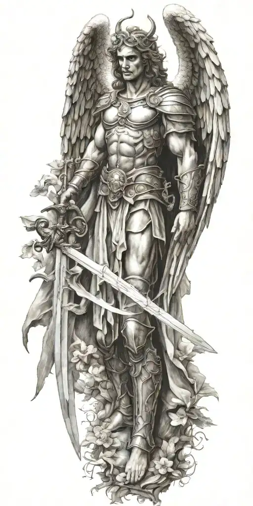 Archangel Michael Hodling A Sword