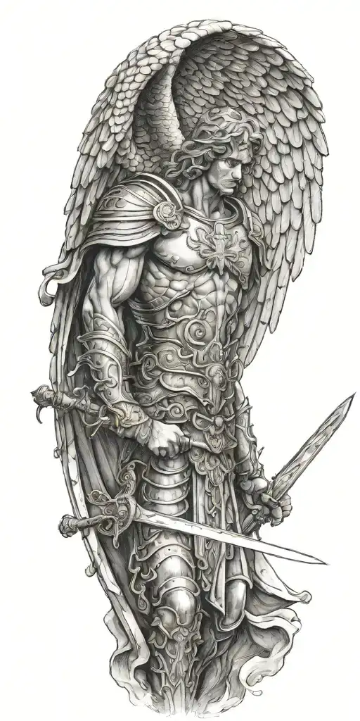 Archangel Michael Hodling A Sword