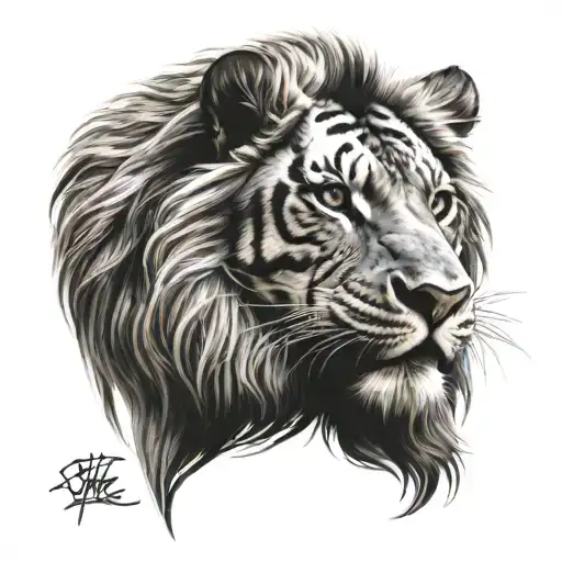 Half Lion Head Half Tiger Head Emerging