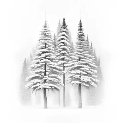 Dark Pine Trees Below A Full Moon