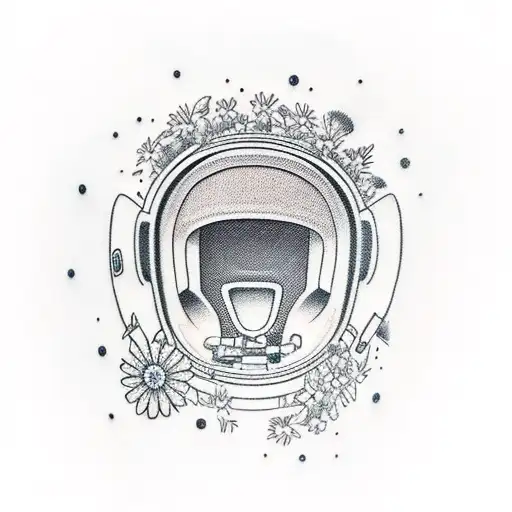 Astronaut Helmet With Flowers