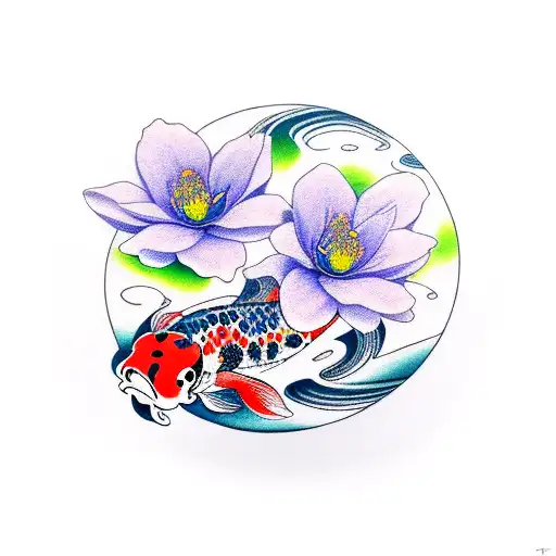 Koi Fish With Cherry Blossom Sleeve