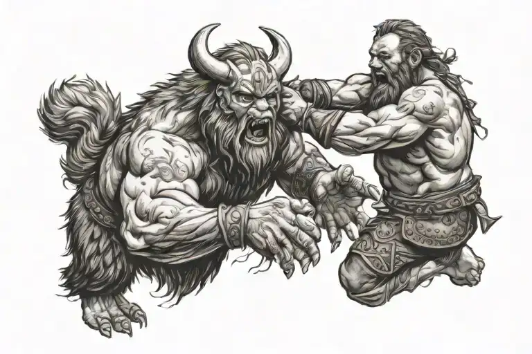Viking Mid Fight With A Grizzly Bear Gore