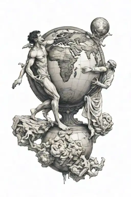 The God Atlas Holding Earth Globe