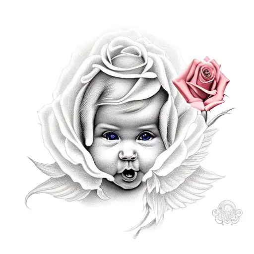 Baby Angel With A Rose