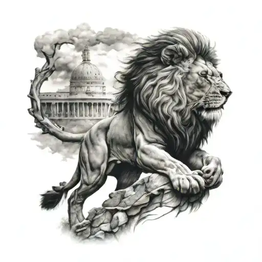 Lion Rising From Colloseum