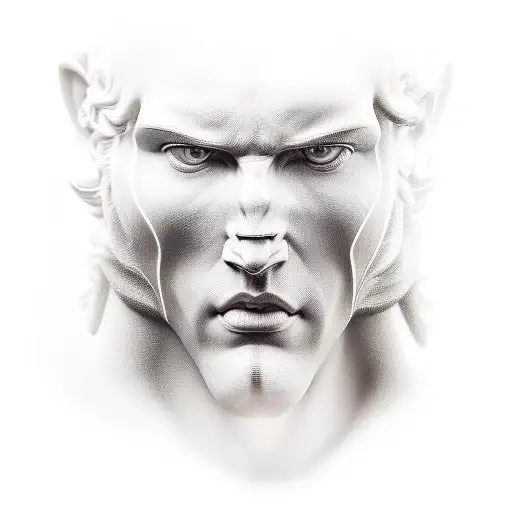 David Michelangelo Face With A Rhomus As A Background