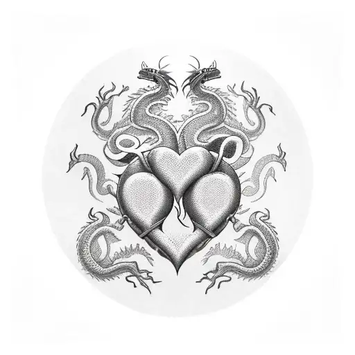 Heart Surrounded By Dragon