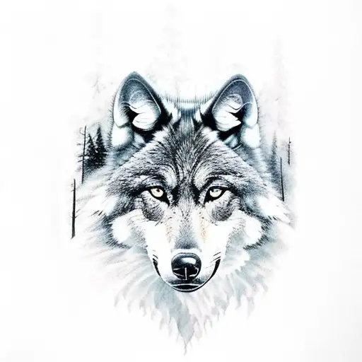 Black Wolf Strong In Forest