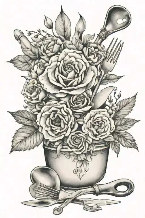 Floral Baking Utensils Intertwined