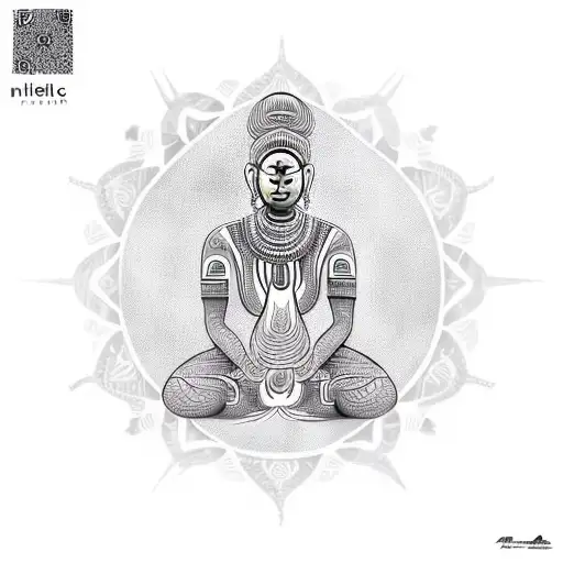 A Serene Meditating Figure With African Tribal Patterns As The Background