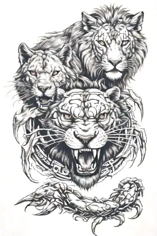 Crab And Wolf And Lion