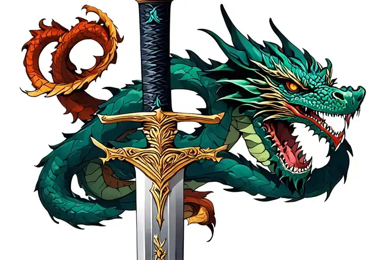 A Sword With A Dragon Wrapping Around It