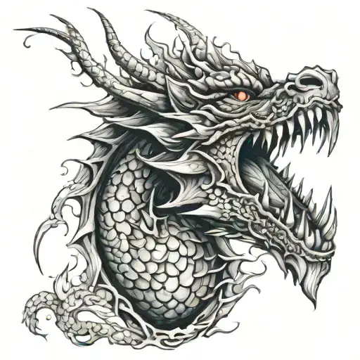 Dragon Breathing Fire Flames