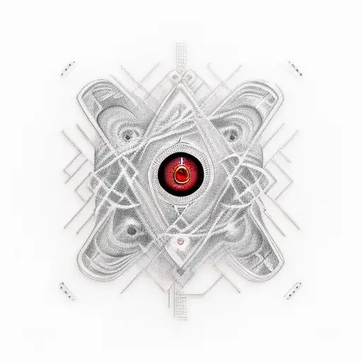 Quantum Circuit Board In Red On Black Background